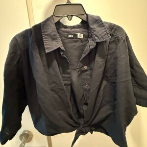 Urban outfitters black button up crop